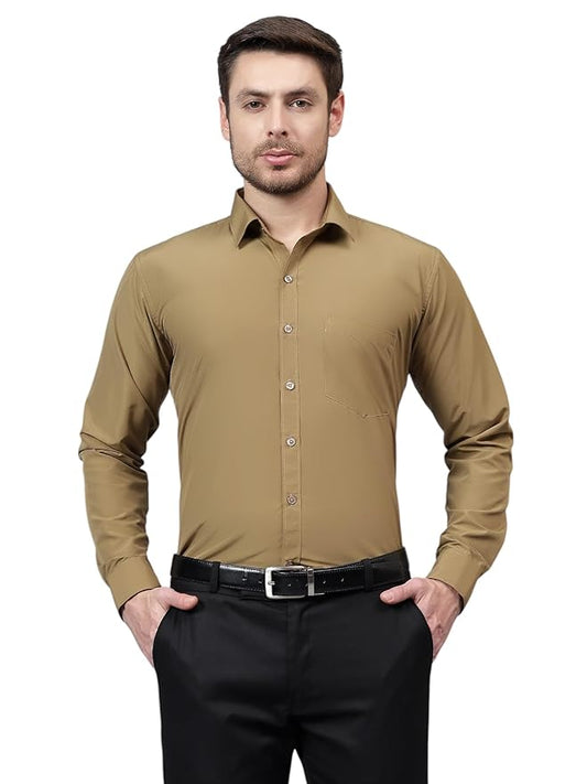 Men's Slim Fit Solid Spread Collar Full Sleeve Rich Cotton Black Formal Shirt