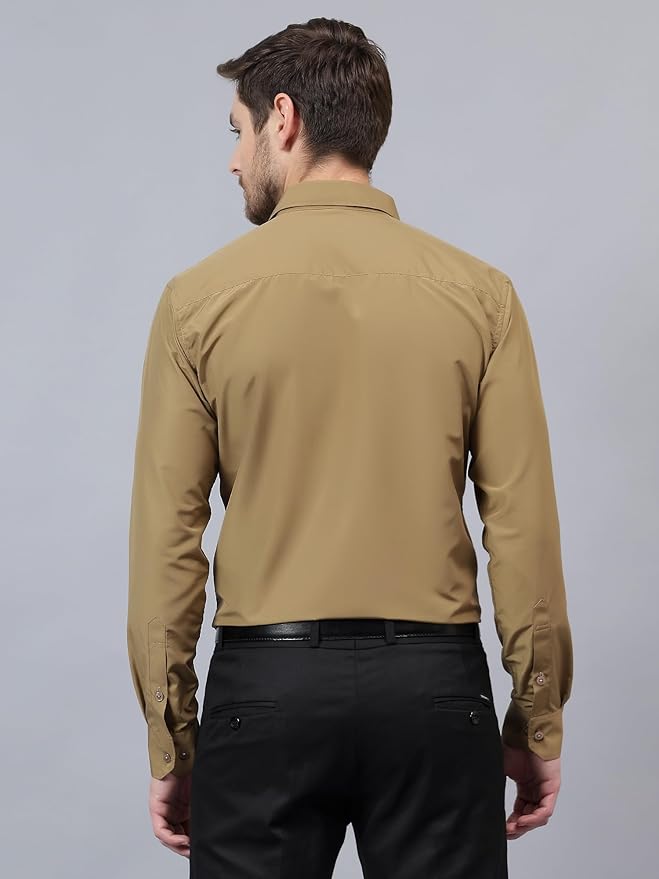 Men's Slim Fit Solid Spread Collar Full Sleeve Rich Cotton Black Formal Shirt
