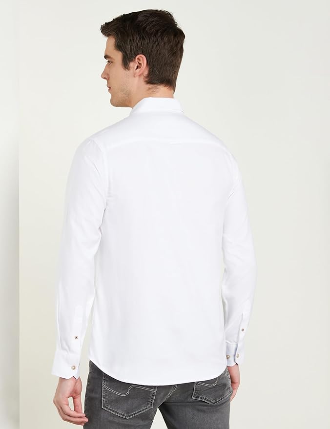 Men's Cotton White Smart Shirt (Slim Fit)
