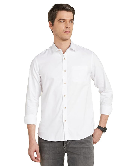 Men's Cotton White Smart Shirt (Slim Fit)