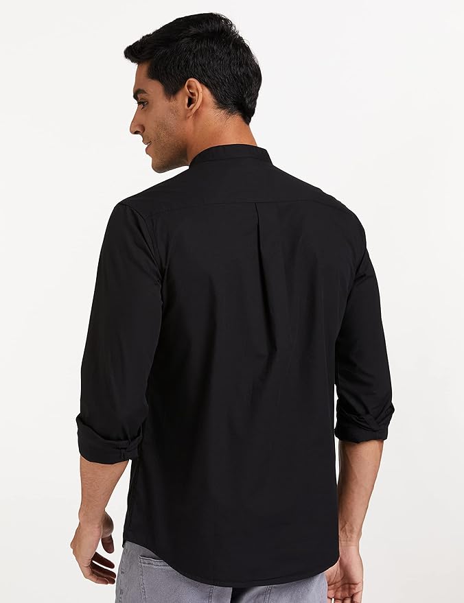Men's Cotton Black Smart Shirt (Slim Fit)